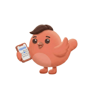 The Scheduler, a coral clay bird holding a phone with a calendar